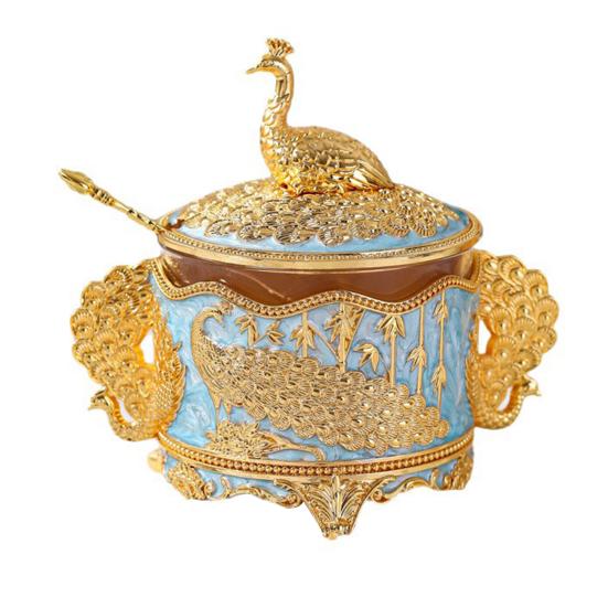 Seasoning Jar with Lid And Spoon Salt Bowl Container Sugar Bowl for Coffee Bar European Style Seasoning Canister for Kitchen Countertop