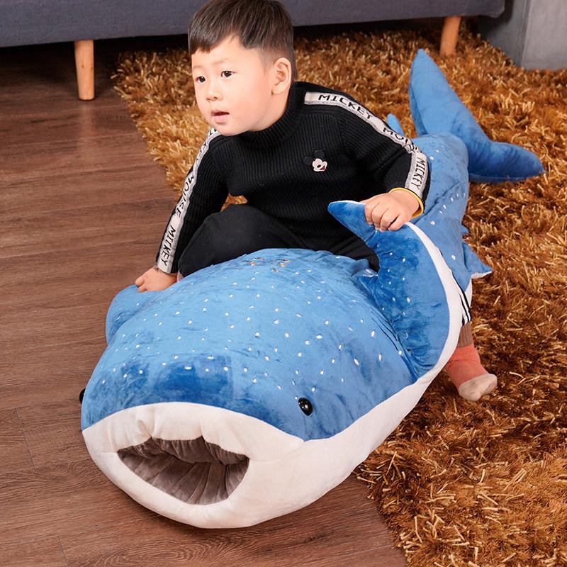 150cm Large Size Soft Shark Plush Toy Big Creative Blue Whale Stuffed Soft Shark Sea Fish Plush Pillow Lovely Children Baby Doll