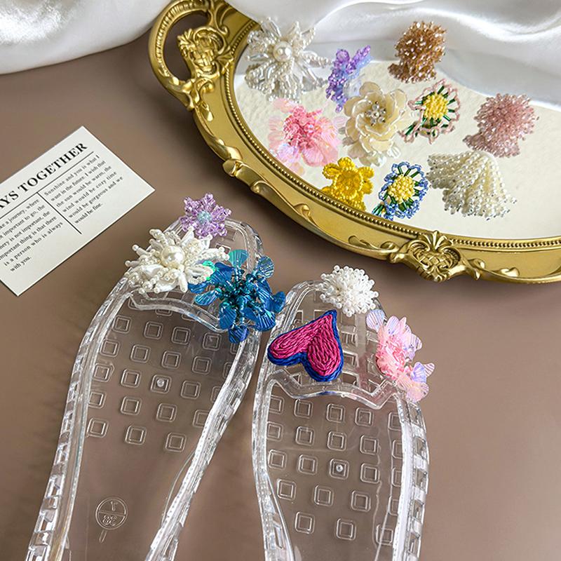 Handcrafted Beaded Jelly Shoes Shoes Buckles Sandals Accessory Diy Decorative Shoe Flower Slippers Jewelry Accessories