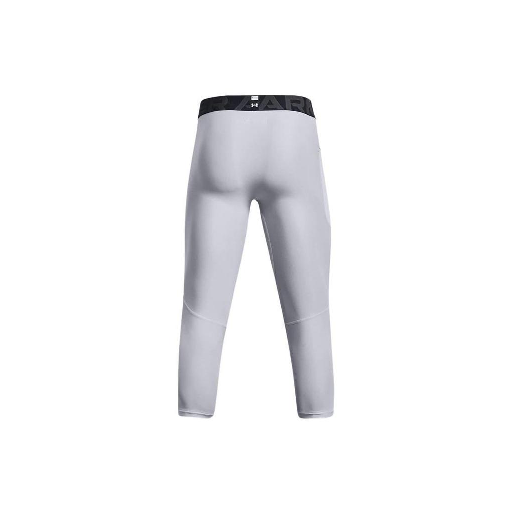 Under Armour מכנסי ספורט ארוכים לגברים בגזרה צרה בגובה בינוני עם הדפס לוגו מכתבים HeatGear® תחתונים אפור לבן 1361588-011