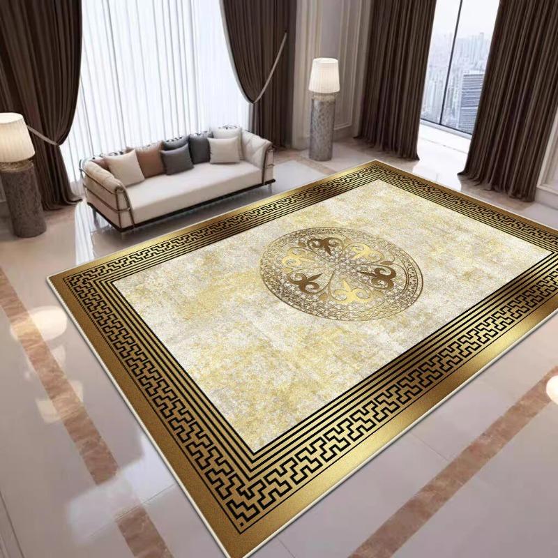 Modern Golden Luxury Carpet  Non-slip Bedroom Mat Large Living Room Decoration Home Rugs Customizable Coffee Table Lounge Rugs