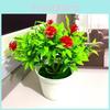 Rose Plastic Mini Artificial Flower Green Plant Potted Plant For Decor Indoor