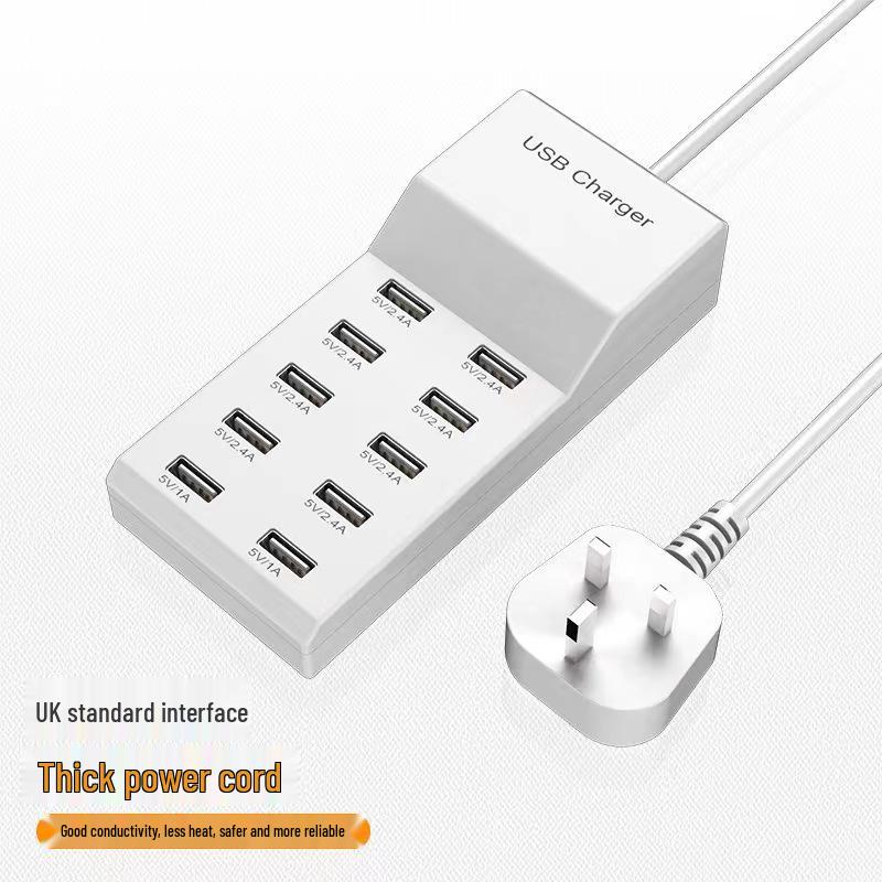 Multi-Port USB Charger: 10-Port Fast Charging Universal 5V Phone Charger
