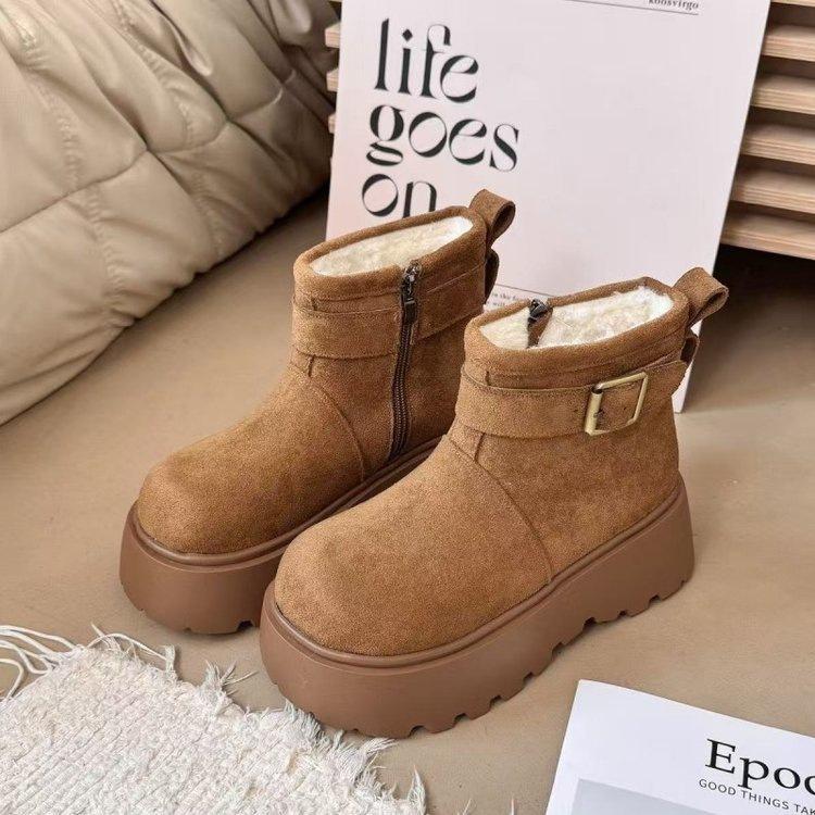 Winter thick-soled velvet thickened snow boots new Birkenstock bread shoes big cotton shoes short boots
