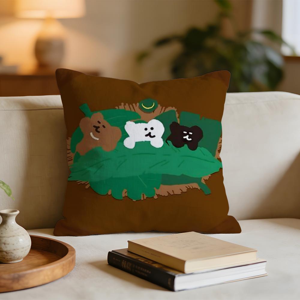 Cartoon DDinotaengs Cute Cushion Cover Short plush pillowcase for bed sofa carwashable