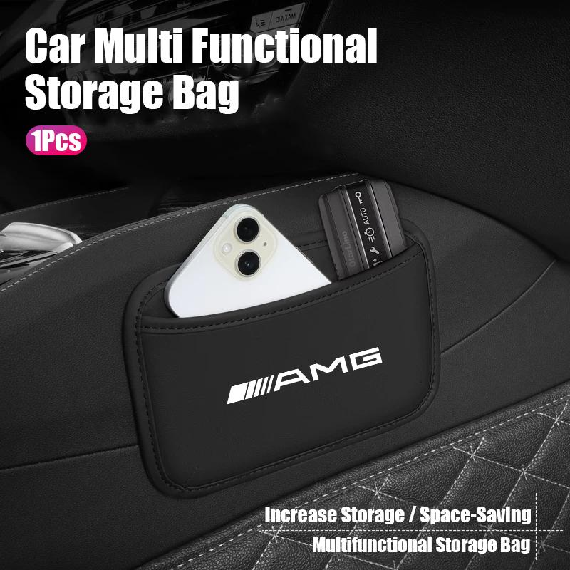 Car Leather Storage Bag Sundry Items Velcro Storage Box Accessories Car Decal For Mercedes Benz AMG W214 W205 W204 W206 W213 W21