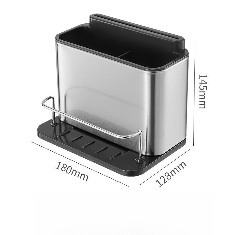 Stainless Steel Kitchen Utensil Storage Rack Kitchen Countertop Cutlery Drainer Sponge Holder