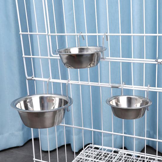 2Pcs Kennel Dog Bowls Stainless Steel Dog Crate Water Bowl Dog Feeder Food Holder Puppy Cage Hanging Feeding Bowls Secure Kennel Accessories
