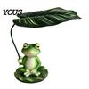 Resin Animal Statues for Patio Funny Frog Figurine, Novelty Sitting Dancing Sculpture with Waterproof Lawn Ornaments Landscaping Lotus Leaf/Wine Glass
