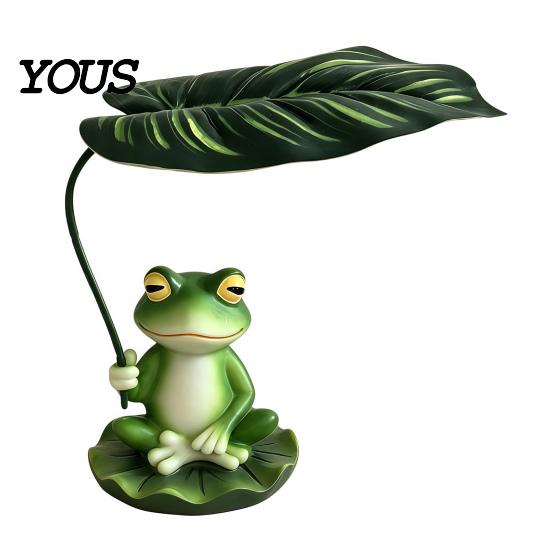 Resin Animal Statues for Patio Funny Frog Figurine, Novelty Sitting Dancing Sculpture with Waterproof Lawn Ornaments Landscaping Lotus Leaf/Wine Glass