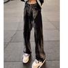 American Design Tie-dye Jeans Men's Straight Tube Trendy Brand Ruffian Handsome Fried Street Pants High Waist Thin Slightly Pulled Trousers