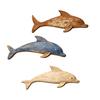 3 szt. Drewniana Morska Delfin Sztuka Ścienna, Vintage Morska Nadmorska Dekoracja Wisząca, Rustykalna Morska Zwierzęca Rzeźba Ścienna do Domku nad Jeziorem, Łazienki
