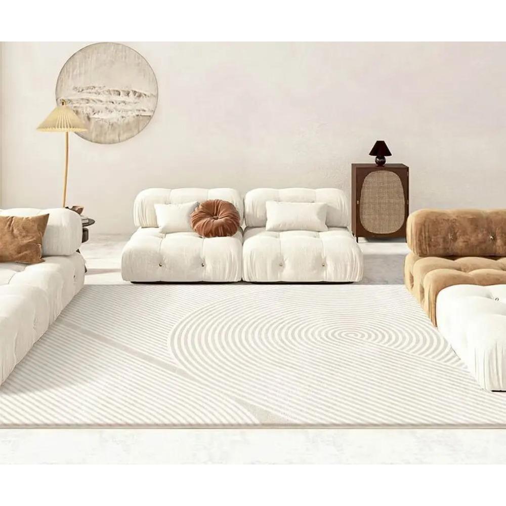 Modern White Minimalism Large Living Room Carpet Light Luxury Beige Decoration Bedroom Carpet Soft Lounge Rug Washable Floor Mat