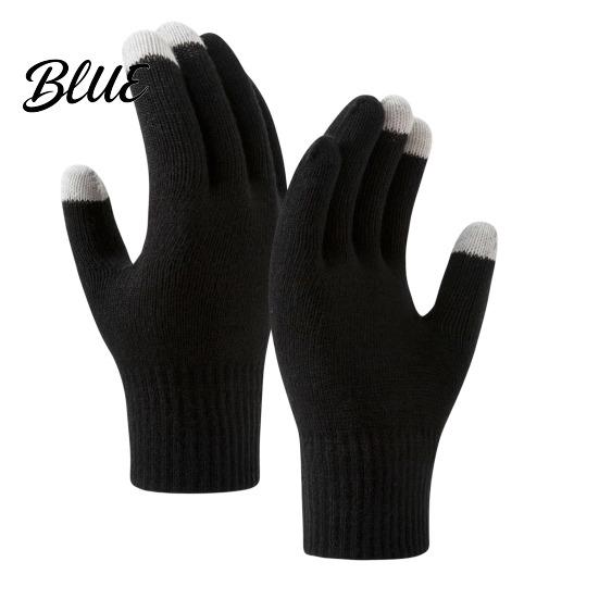 Thermal Wool Lined Mittens Knitted Touchscreen Gloves for Women Men Winter Warm Five Finger Gloves Daily Commuting Driving Cold Weather Texting And