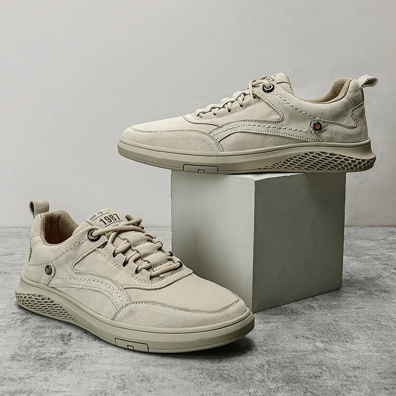 Men Sneakers Shoes Men Shoes fashion Genuine Leather Loafers Breathable Autumn lace up comfortable Mesh Casual Shoes Outdoor