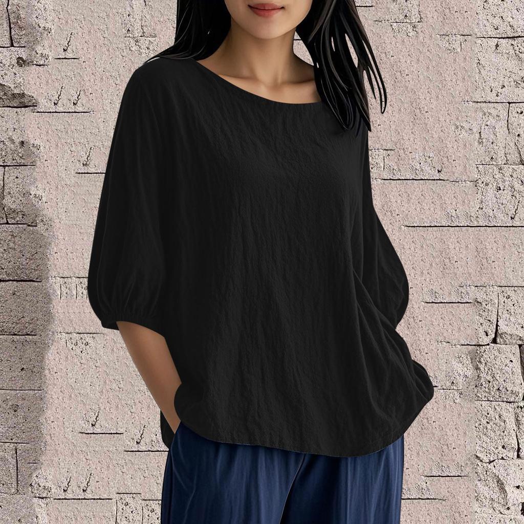 Damenmode Lässiges Rundhals-Kurzarm-T-Shirt Lässiges Oberteil