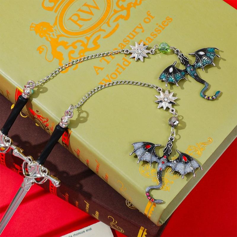 2 Pcs Dragon Swords Bookmarks Metal Page Markers Fantasy Bookmarks Stylish Reading Bookmarks Creative Bookmarks for Boy