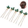 5pcs Vintage Design Wedding Hair Piece Green Rhinestone Hair Jewelry Rhinestone Hair Pin  Bride