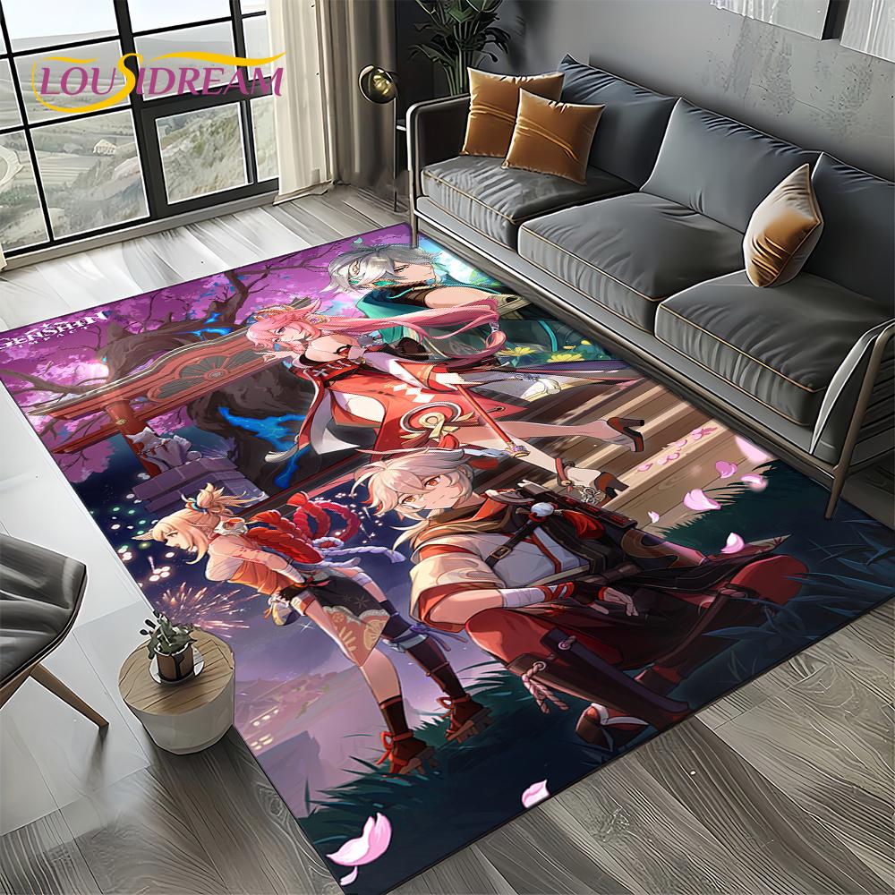 2025 New Cartoon Genshin Impact Character Solo Game Carpet Rug for Living Room Bedroom Home Sofa Decoration,Non-slip Floor Mat