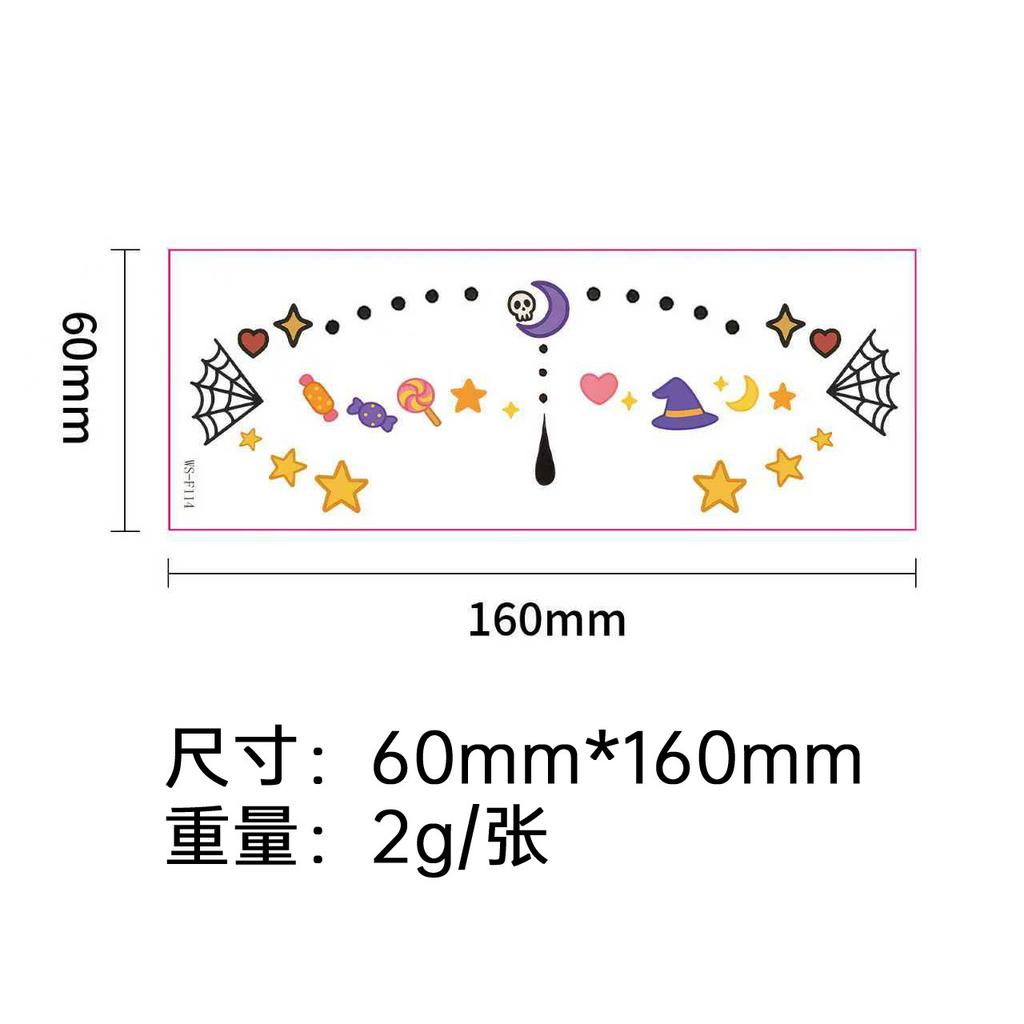 New Beautiful Ghost Haunted Halloween Tattoo Sticker Witch Playful Cute Makeup Face Waterproof