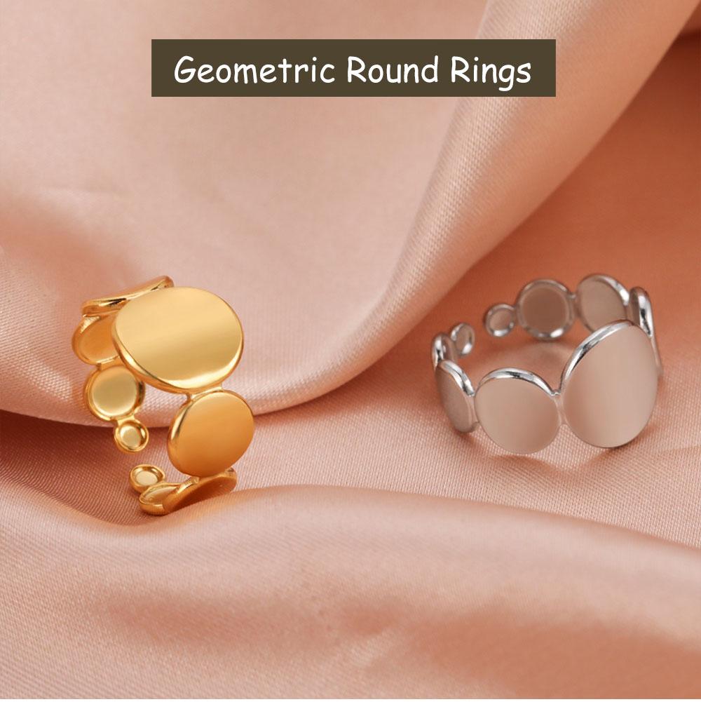 Cazador Open Geometric Round Circle Rings for Women Minimalism Stainless Steel Rings Gold Color Adjustable Wedding Jewelry Gift
