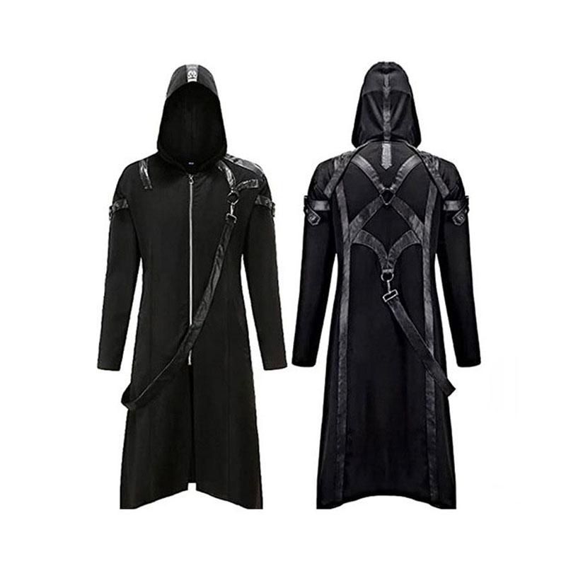 Stredoveký gotický retro kostým dlhý halloweensky cosplay kostým kabát pre mužov a ženy