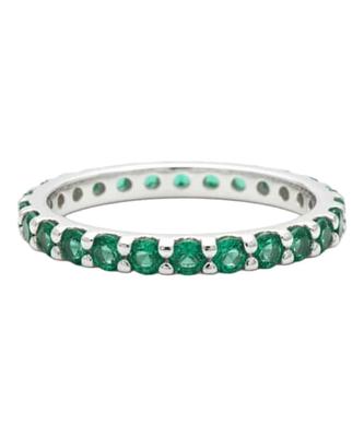 Alleun Silver 925 Couple Cubic Square Thin Ring Green