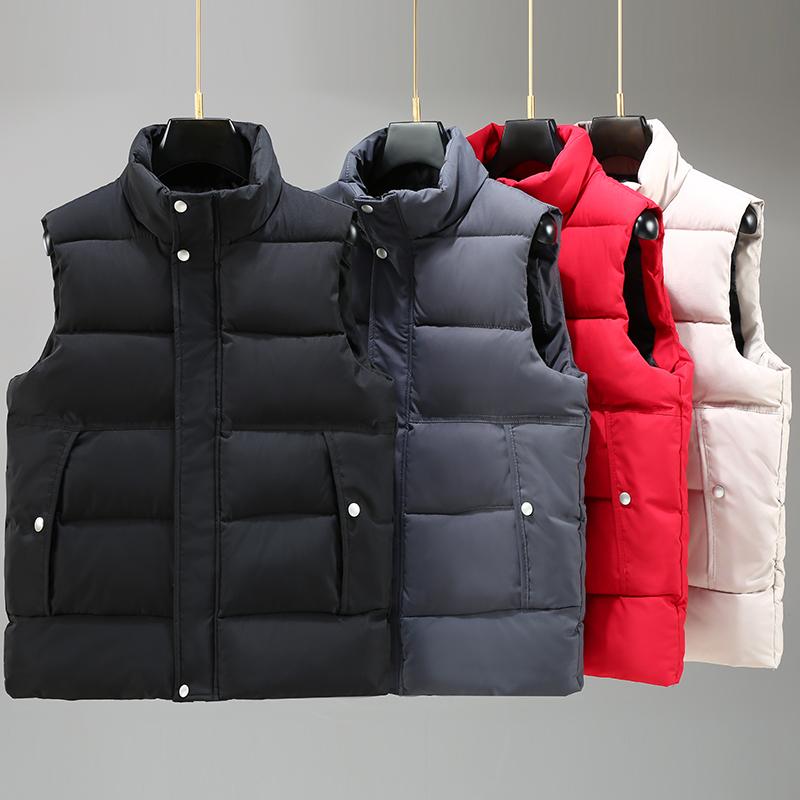 Men's Padded Vest Winter  Fashion Stand Collar Thick Warm Black Sleeveless Jackets Plus Size Korean Style Waistcoat