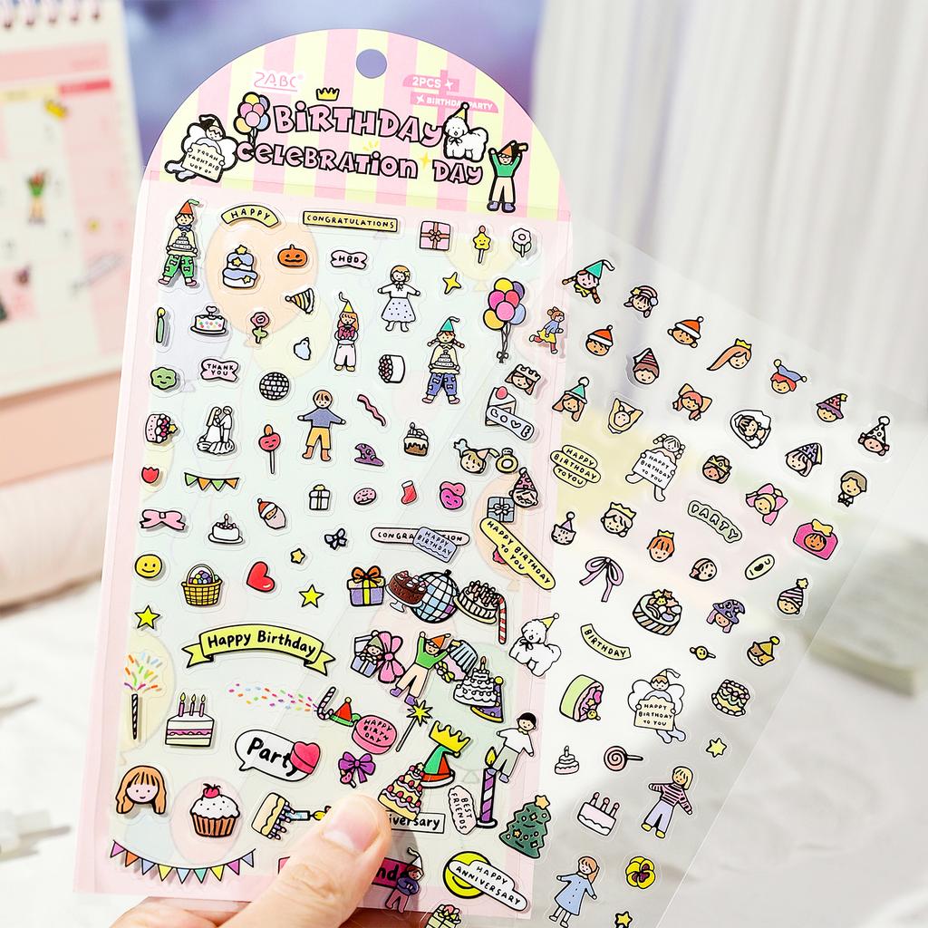 2/12pcs Colorful Small World Series Kawaii Cartoon Sticker DIY Scrapbooking Decor Journal Supplies Cute Stationery Sticke
