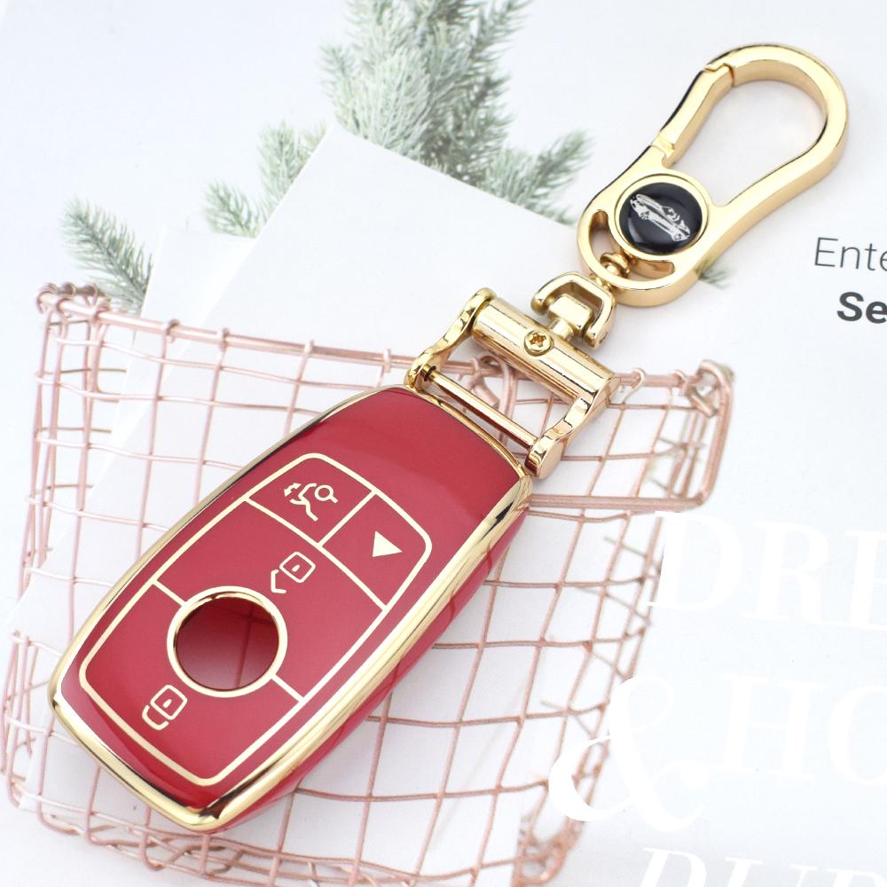4 Buttons TPU Car Key Case Cover For Mercedes Benz E Class GLC CLE CLA GLB GLS W177 W205 W213 W222 X167 AMG E200 E260 Key Ring