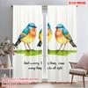 2pcs 2D Flat Printing Window Treatment Curtains Watercolor Birds Trio Friends Polyester Without Electricity Festive Curtains for