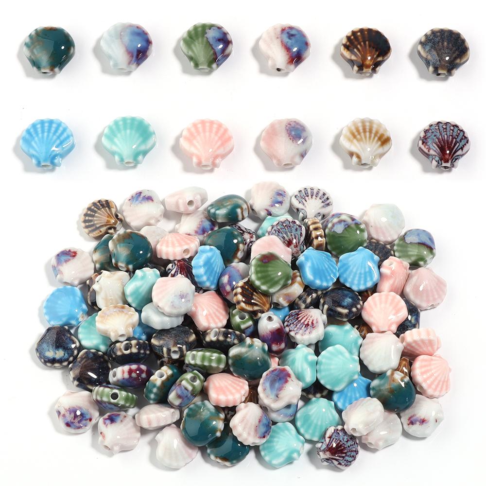 5pcs/lot Small Shell Ceramic Beads Color Cute Spacer Charms Bead for DIY Necklace Bracelet Earring Jewelry Making Accessories