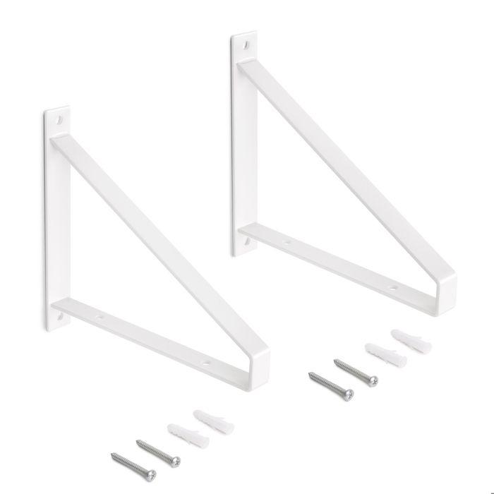 Supports pour étagères - EMUCA - Triangulaires - Acier peint blanc - Capacité 30 kg - 2 pièces