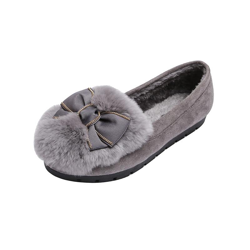 

T35 Туфли Мао Мао женские на толстой подошве с круглым носком, женские вельветовые туфли с бантом из хлопка для верхней одежды 33