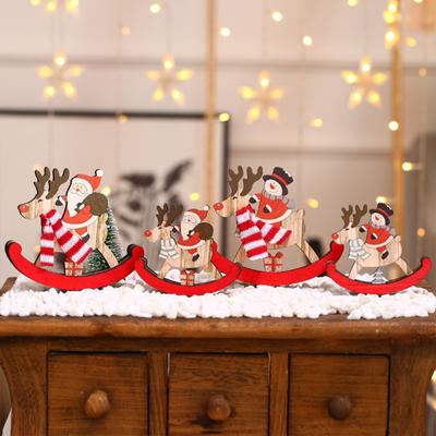 Wooden  Christmas  Ornaments Christmas Snowman Santa Claus Rocking Horse Kindergarten Toys