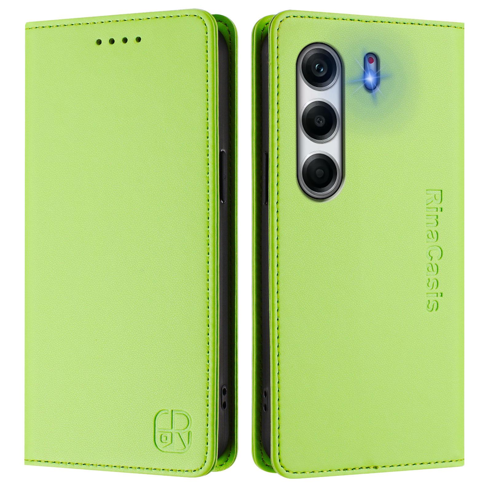 

For TECNO Camon 40 Pro 4G Leather Case RINACASIS RC01 Phone Cover with RFID Blocking Wallet Stand B