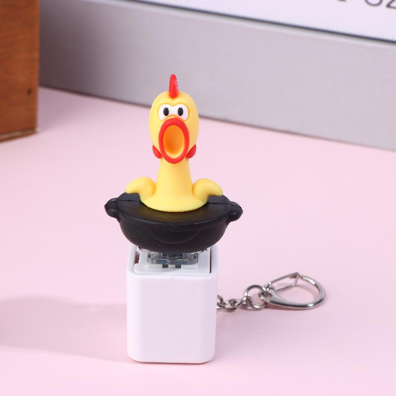 1Pcs Stress Relief Plastic Toys Creative Cartoon Sharp Crying Chicken Voice Button High Aesthetic Edc Keychain For Children Gift
