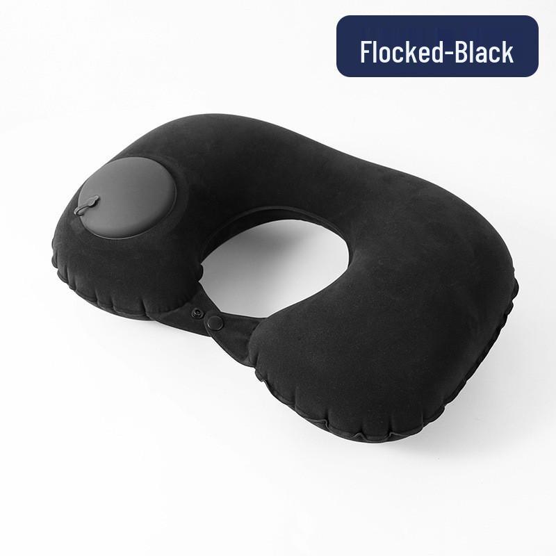 Available: Press-Type Inflatable U-Shaped Travel Neck Pillow for Airplanes and Lunch Breaks.