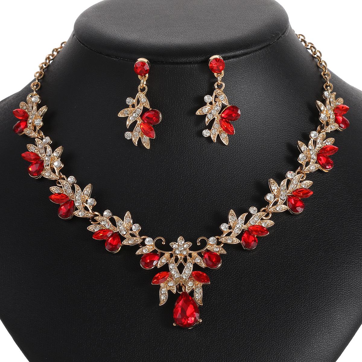Bridal Necklace Set High-End Crystal Diamond Wedding Dress Banquet Dress Accessories Matching