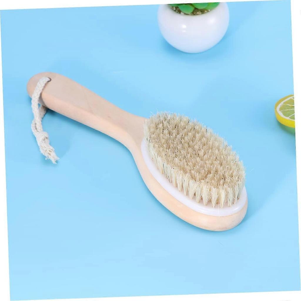 Bath Brush Set with Wooden Long Handle for Back Scrubbing and Effective Skin Exfoliation