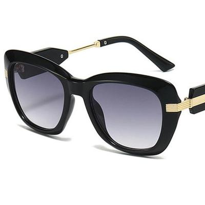 Fashion Sun Glasses Women Anti-UV Spectacle Cat Eye Eyeglasses Oversize Frame Ornamental Personality Temples Sunglasses