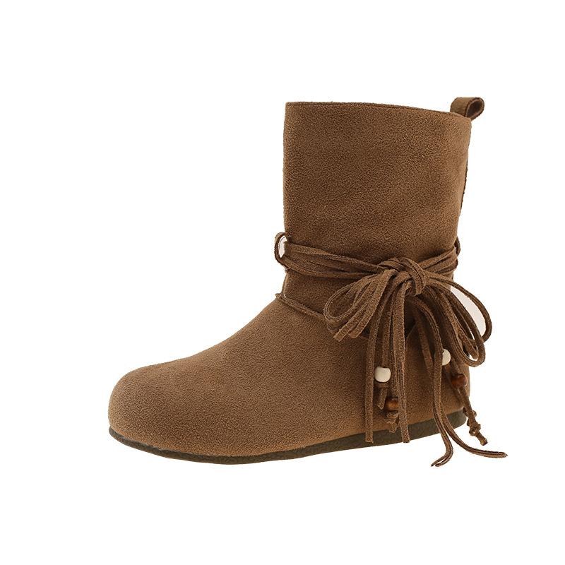 Retro fringed bow Martin boots women's 2025 new comfortable and versatile western cowboy boots