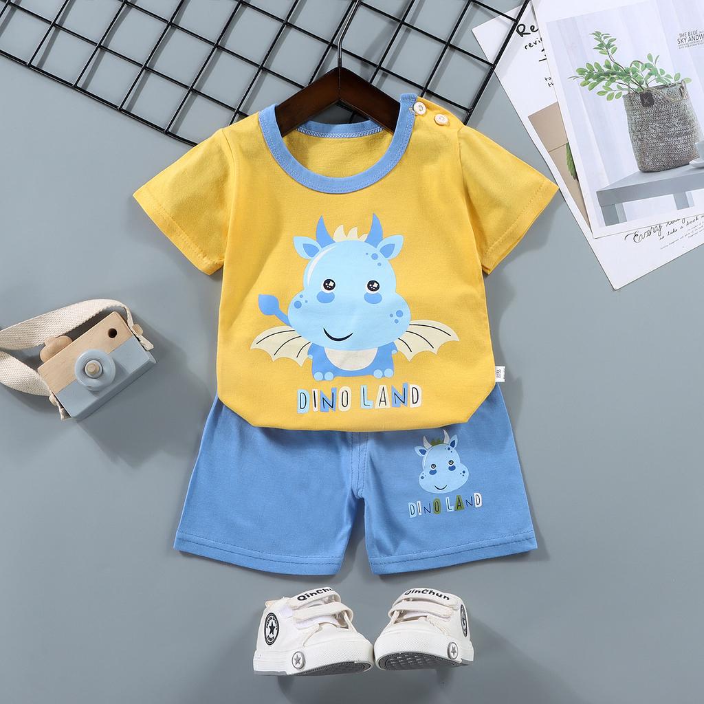 Childrens Short-Sleeve Sets Cotton Boys T-Shirts Baby Summer Clothing Girls Shorts Infant Clothing Summer Clothing