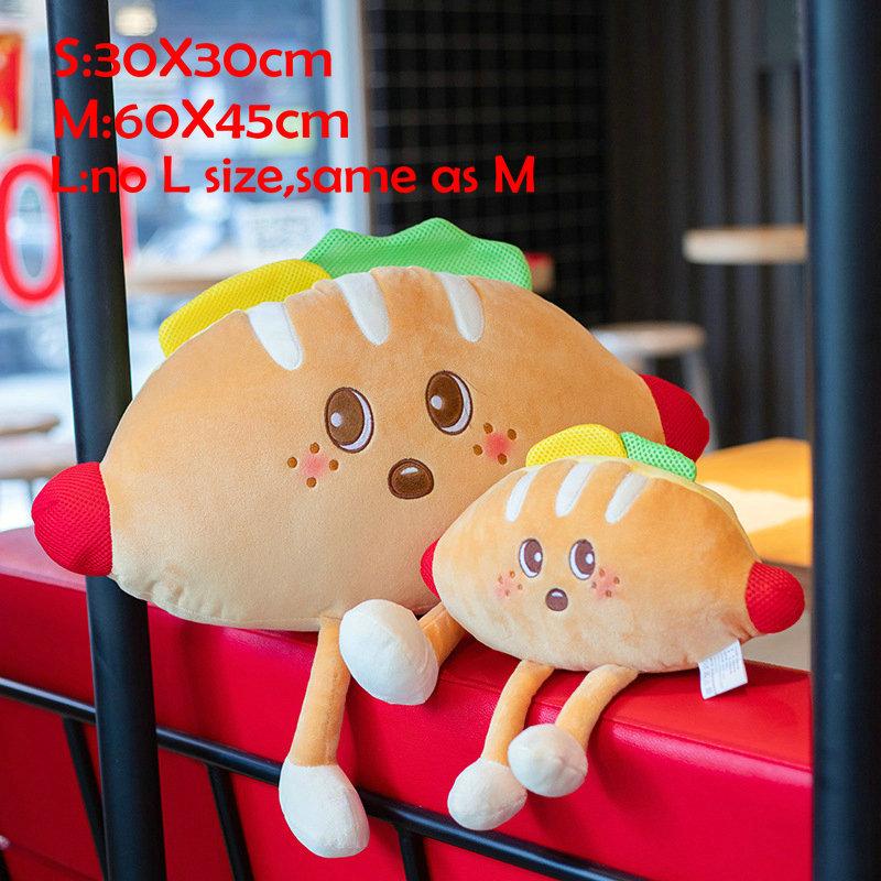 Fast Food Stuffed Toy Plush hamburger Toast Doll Fried chicken legs Stuffed Pillow Hot Dog Man Cushion Toy for Fast food Store