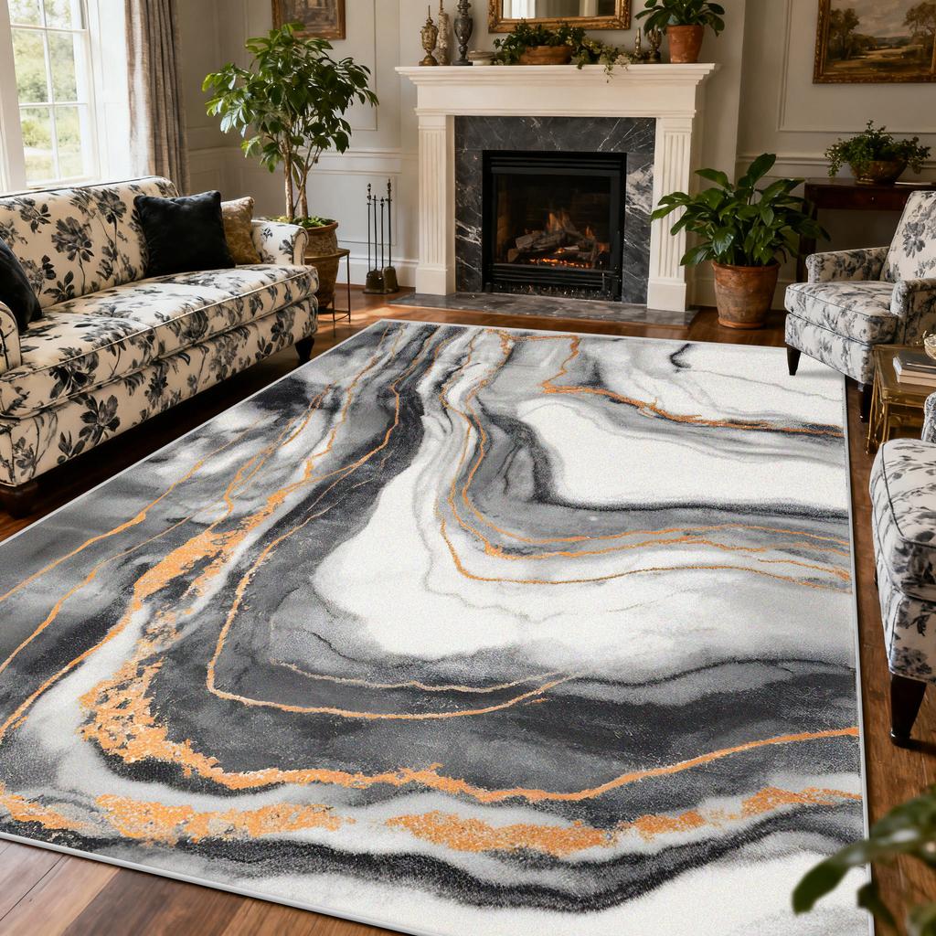 Light Luxury Marble Style Carpet Large Area Living Room Lounge Decoration Rug 200×300cm European Style Bedroom Soft Floor Mat