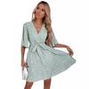 European & American 2025 Women's New Hot V-neck Slimming Short Sleeve Versatile Dress