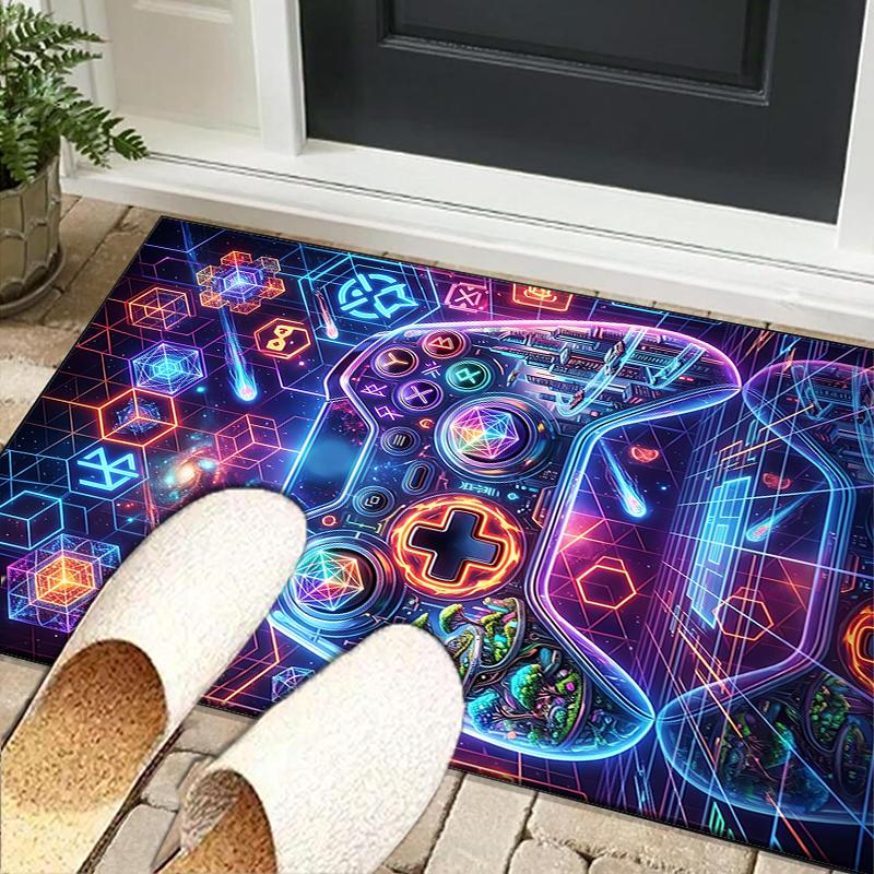 Neon Gaming Controller Office Rug Chair Mat, Game Carpet, Suitable for Front Door, Bedroom, Living Room, Desk, Holiday Gift