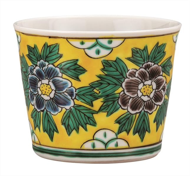 

Nakamaru Kutani Ware Soba Choko (Sake Cup) - Yoshidaya Peony K9-412