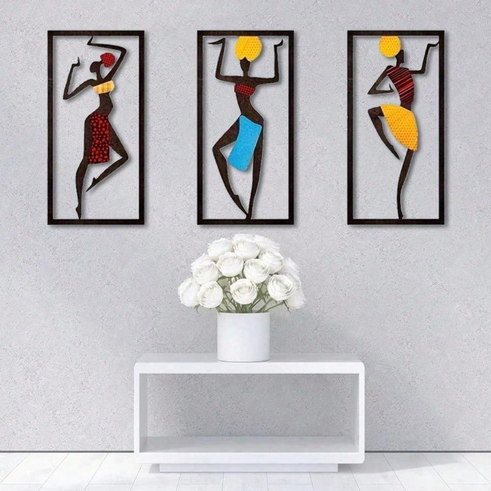 Bohemian Iron Dancer Wall Art Mid-Century Modern Metal Sculpture African Tribal Decor Living Room Bedroom Handmade