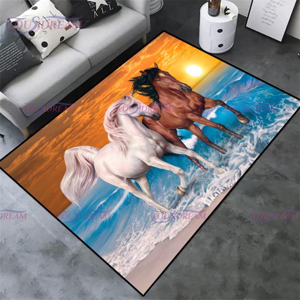 

Большие коврики с животными, черные лошади, бег, декор для спальни, ковры для беговых лошадей, детская игровая комната, комфортный диван, напольные коврики, дверной коврик